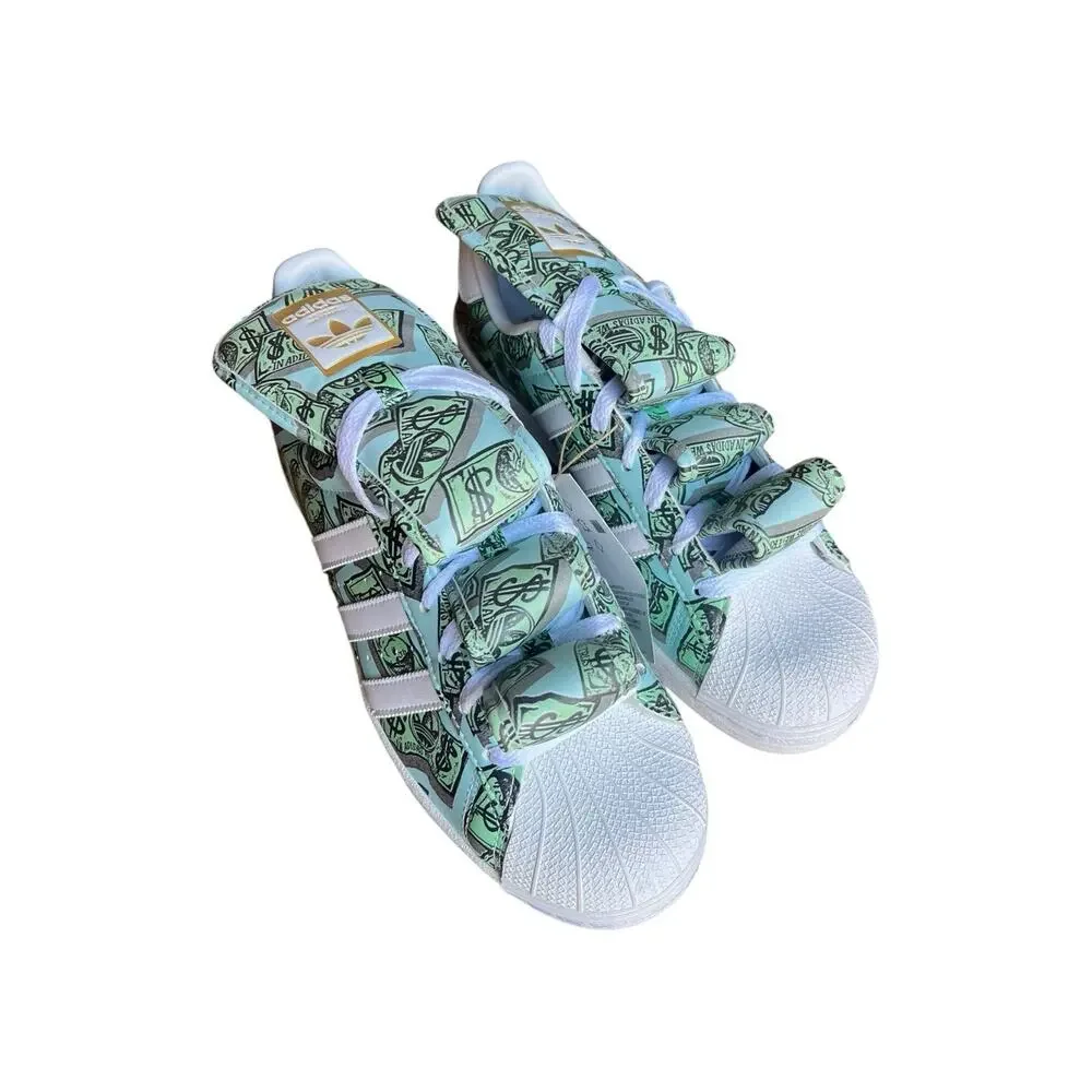 NEW Adidas Jeremy Scott Money Print Superstar Shoes Mens HP6596 Size 8 Rare